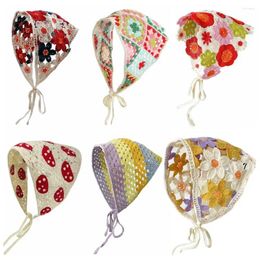 Sjaals kleine maisy breien bloemhoofdband pastorale stijl multicolor haak driehoek headscarf reisweer strandveeruitgang