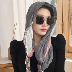 Écharpes longues tresses d'écran solaire écharpe coréenne de style ethnique accessoires de cheveux tête coton lin plage châle