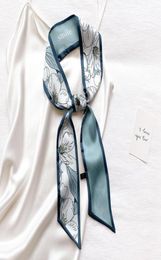 Foulards Long bandeau foulard de cheveux maigre pour les femmes mode bandeau imprimé fleuri 7130 cm sac écharpes dames poignée en soie poignet Ribb7405538