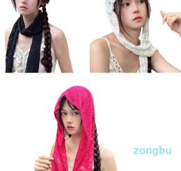 Schals Lange Halstuch Haarbänder Für Frauen Spitze Blume Kopftuch Mädchen Party Kopfbedeckung