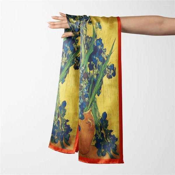 Foulards longs châles femmes dame grandes écharpes concepteur de luxe cou cheveux tête sac ceinture Foulard 180 cm 70 cm fleur d'iris