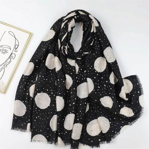 Sjaals Lurex Glitter Shimmer Polka Dot Fringe Viscose Sjaal Sjaal Hoge Kwaliteit Wrap Pashmina Stole Bufandas Moslim Hijab Capes 180 90Cm