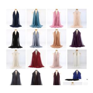 Craquins luxuey pom bulle mousseline hijab écharpe femme châle long châle bande musulman maxi islamic sjaal 180x70cm 20211231 t2 drop del dhoa3