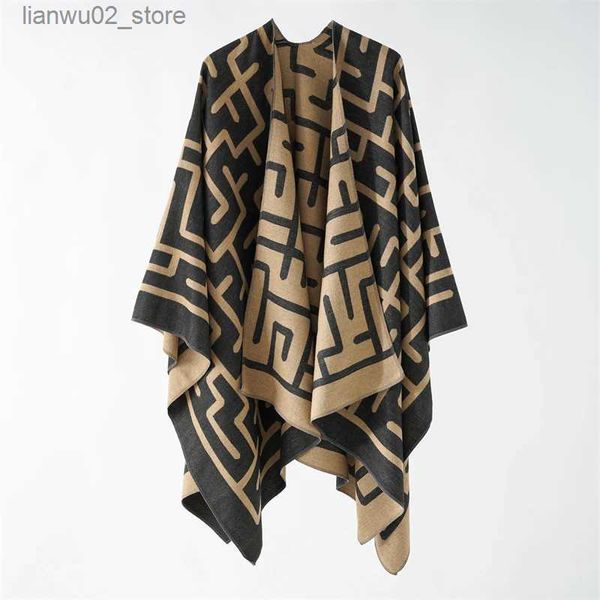 Foulards de marque de luxe Ponchos pour femmes hiver chaud épais châles surdimensionnés et enveloppes cachemire Pashmina femme Bufanda Mujer 2023 Q240228