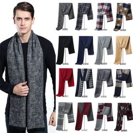 Bufandas de marca de lujo bufanda de Cachemira a cuadros para hombres invierno cálido pañuelo para el cuello bufandas de negocios para hombres Pashmina larga regalos de navidad 230215