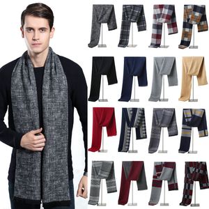 Foulards Marque de luxe Plaid cachemire écharpe pour hommes hiver chaud foulard mâle affaires foulards longue Pashmina cadeaux de noël 230920