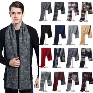 Sjaals luxe merk plaid kasjmier sjaal voor mannen winter warme nekband mannelijke zakelijke sjaals lange pashmina kerstcadeaus 230215