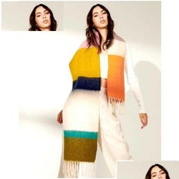 Foulards Marque de luxe Écharpe d'hiver Femmes Cachemire Châle Wraps Stripes Imprimer Designer Foulard Pashmina Bufandas Femelle Drop Livrer Dhjr9