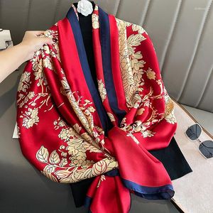 Foulards de luxe Design femmes soie hiver écharpe imprimé fleuri dame plage châle mode lisse Foulard femme Hijab