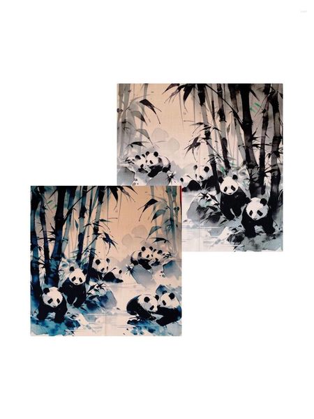 Bufandas Diseñador de lujo Cashmere Bufanda pequeña Mantón enrollado a mano Impresión de doble cara Cuadrado Lana cálida Pashmina Cinturón Decration Regalo Panda