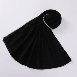 Foulards Collier de diamant de luxe Collier de mousseline de mousseline instantanée Hijabs pour femme musulmane bandeau dame cou châle turban sous-écharpe islam 180 70cm