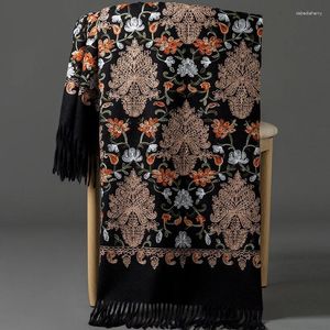 Écharpes Luxury Floral brodé en cachemire Scarpe Femmes châles de pashmina chaudes hiver