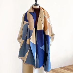 Foulards Luxe Géométrie Design Imprimer Cachemire Écharpe Femmes Épais Wraps Châles D'hiver Pashmina Couverture Chaude Poncho Étoles Bufanda Glands 231027