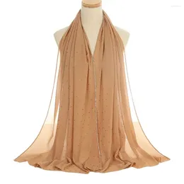 Sjaals Luxe Goud Chiffon Hoofddoek Effen Kleur Zachte Lange Moslim Foulard Islamique Wrap Hijab Musulman Femme Sjaal