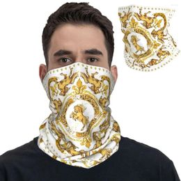 Sjaals luxe gouden paarden Europese bloemenbandana nek Gaiter gedrukte balaclava's masker sjaal multi-use voor mannen vrouwen volwassen wasbaar