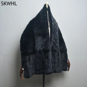 Sjaals luxe dame mink bont sjaal sjaal sjaal winter 100 natuurlijke echte mode echte ponchos 230928