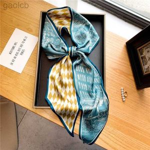 Écharpes Luxury Long Swinet Scharf Femme Animal Imprimé mince Scure étroite Sac Hair Band Ruban Scarps Femme Neckerchief 240410