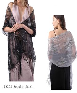 Craquins châles de sequins de luxe enroulés pour robes de fête Femmes Scarpe broderie de mariage Cape Bride châle Foulard Femme Lames8003886