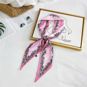 Bufandas Pañuelo de seda de lujo Mujer Diseñador Abstracto Pintado a mano Estampados de flores y pájaros Bolso delgado Cabeza Damas