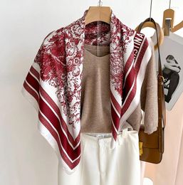 Sjaals Luxe Vierkante Zijden Sjaal Voor Dames Mode SjaalsPrint Design Haardemper Hoofdband Nek Dame Hijab Wrap Bandana 90x90cm