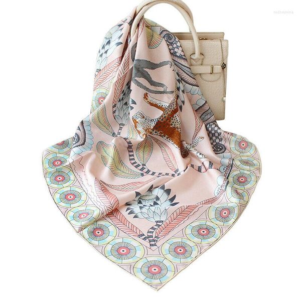 Foulards luxe sergé foulard en soie femmes mode foulard aztèque Style Tribal singe imprimé léopard châle Hijab étole 90 90 cm