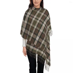 Sjaals Luxe Westy Tartan Beige Plaid Kwastje Sjaal Dames Winter Warme Sjaals Wraps Dames Geometrische Gingang