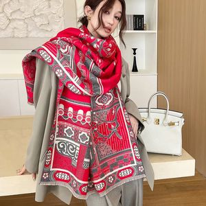 Foulards de luxe hiver cachemire écharpe femmes conception imprimer chaud pashmina couverture femme châle enveloppes épais poncho Bufanda 231012