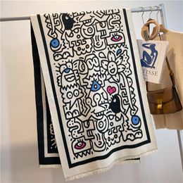 Sjaals Luxe Winter Leuke Kasjmier Sjaal Vrouwen Ontwerp Dikke Pashmina Deken Warme Sjaal Wrap Halsdoek met Kwastje Poncho Stola 230809