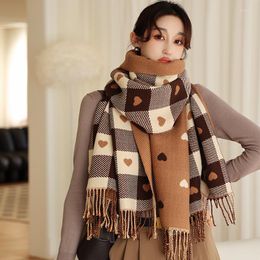 Foulards De Luxe Hiver Plaid Amour Écharpe Pour Femmes Cachemire Mélange Châles Épaissie Laine Couverture Echarpe Femme Hiver