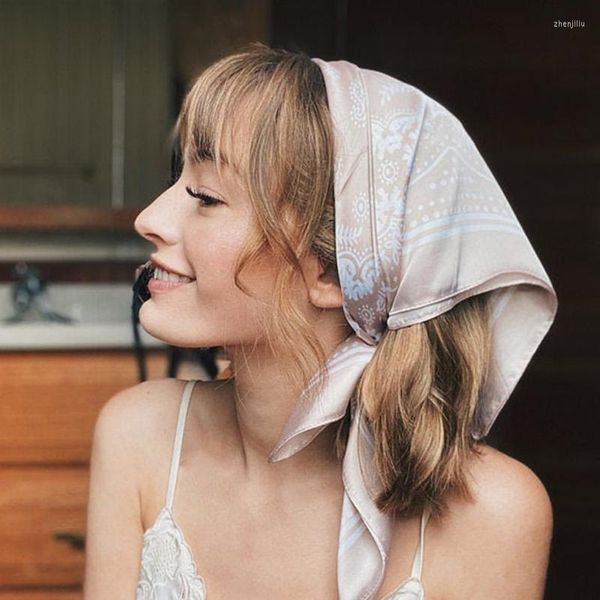 Bufandas de lujo para mujer, bufanda de seda trenzada, pañuelo para el cuello, pañuelo para el pelo, flores de anacardo, Bandana para mujer, diadema de 70cm