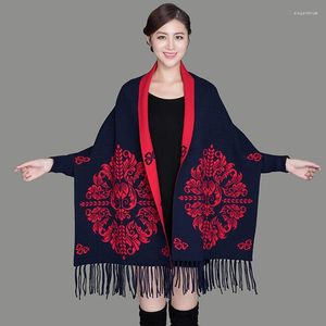 Foulards De Luxe Femmes Imitation Vison Velours Chauve-Souris Chemise Coréenne Large Lâche Avec Un Châle Chandail Manteau Automne Et Hiver Chaud Cape Cape