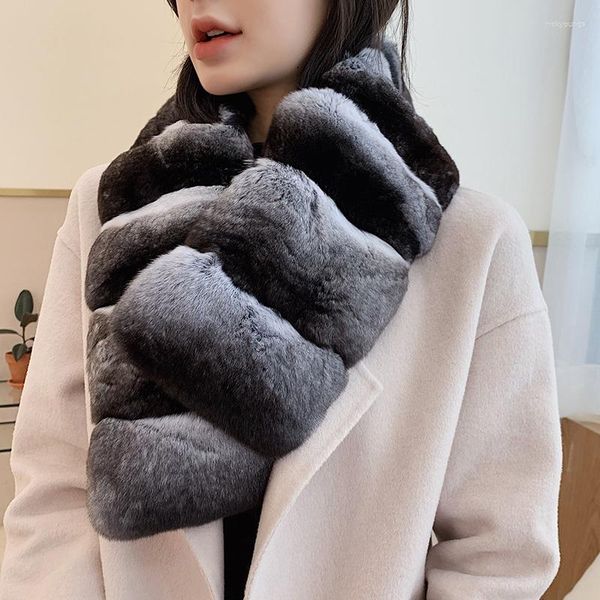 Craquins de luxe Luxury Real Chinchilla Fur Swarf Collier de cou épais réchauffeur de cou enveloppe vintage authentique silencieux