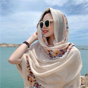 Foulards de luxe Femme Longue Foulard en soie Été Voyage Bord de mer Châle Soleil Hiver Pashmina Foulard Femme Grande Taille Hijab Étole