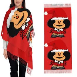 Sjaals Mafalda Kerstsjaal voor dames Winter Herfst Kasjmier Sjaal Wrap Met Kerstmuts Lange Kwast Dames