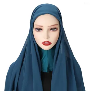 Foulards Malaisie Femmes Foulard Élastique Couverture Complète Protection Du Cou Protéger La Confidentialité Anti-UV Instantané Mousseline De Soie Hijab Musulman Bandeau Intérieur