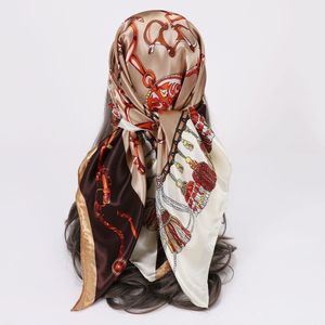 Foulards Homme Femmes Mode Harnais Gland Écharpe Faux Soie Hip Hop Châle Hijab Tête Cou Bandana 9090cm 230801