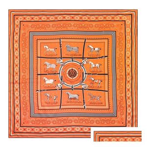 Écharpes manuelles à main roulée en soie écharpe femme dix chevaux de guerre imprimage carré écharpes boules féminines enveloppe bandana hijab 90cmx90cm dh02k