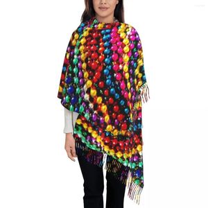 Sjaals mardi gras kralen sjaal met lange tassel moderne kunst print outdoor sjaal wraps vrouwen ontwerp winter retro bufanda