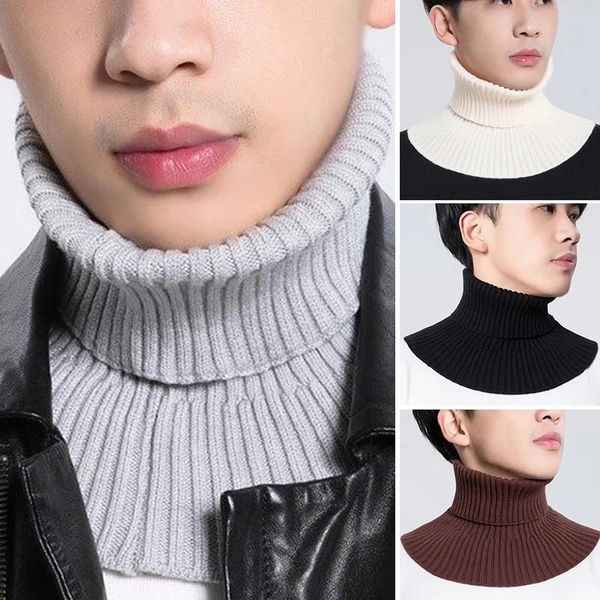 Bufandas hombres invierno acanalado bufanda de punto collar falso ciclismo protector de cuello manga elástica falso a prueba de viento desmontable