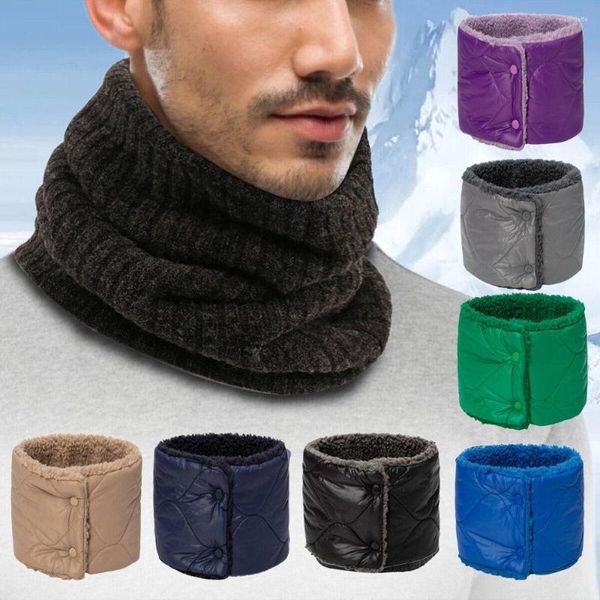 Bufandas Hombres Mujeres Invierno Cálido Bufanda Snap Faster Térmico Cuello Calentador Snood Cowl Tube Fleece Engrosamiento Cubierta a prueba de viento