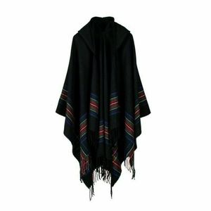 Foulards Hommes Laine Mélange Stripe À Capuchon Châle Manteau Boho Gypsy Hippie Cape Poncho À Capuche Unisexe 231011