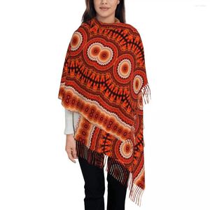 Foulards Style mexicain Rouge Orange Mandala Fleurs Stripe Gland Écharpe Femmes Doux Châle Wrap Lady Hiver Automne