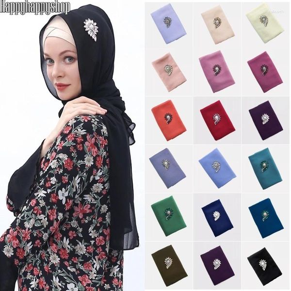 Foulards Moyen-Orient Chapeaux Femmes Musulmanes Ethnique Mousseline De Soie Couleur Unie Hijab Grands Châles Islamique Bandeau Wrap Arabe Turban Long