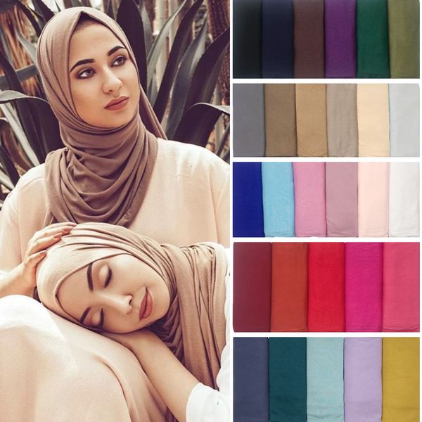 Foulards Modal Coton Jersey Hijab Écharpe Couleur Unie Doux Plaine Élastique Femmes Foulard Musulman Mode Islamique Foulard Foulard Foulards 230923