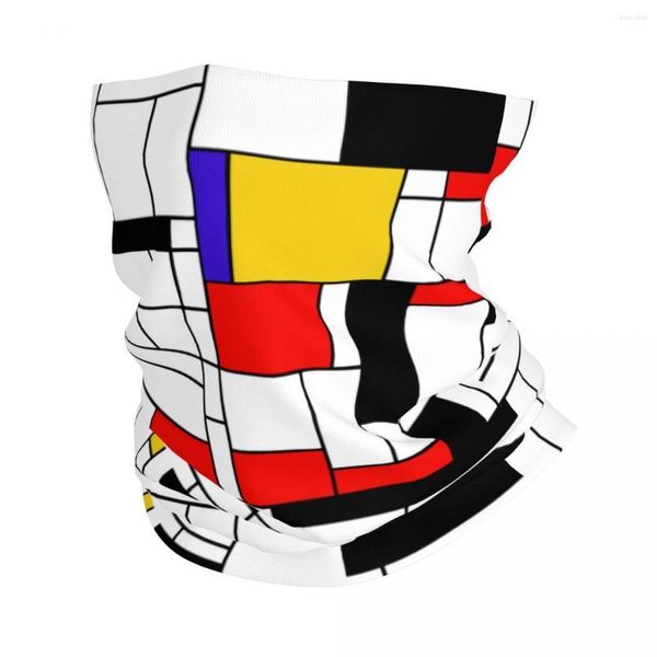 Foulards Mondrian Style Art abstrait Bandana Cou Couverture Minimalisme Géométrique Masque Écharpe Chapeaux Pêche Pour Hommes Femmes Adultes Toutes Saisons