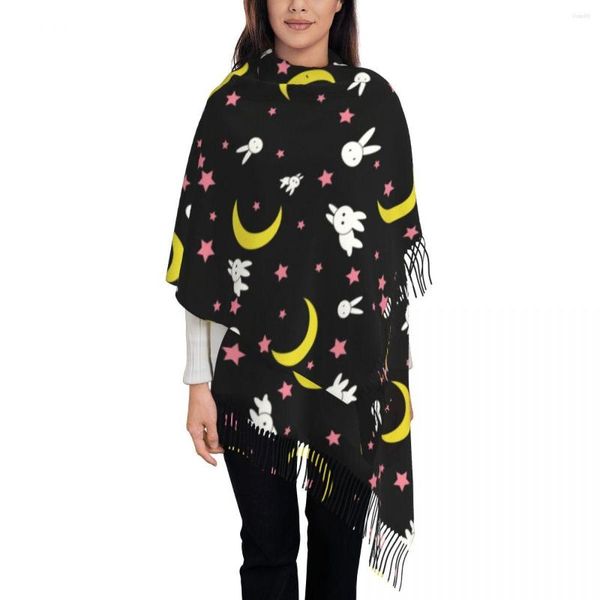 Foulards lune motif gland écharpe femmes doux Kawaii japonais Anime châles enveloppes dames hiver automne