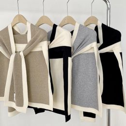Bufandas MoriBty Otoño-Invierno tejido Ponchos bufanda mujer lujo versión coreana 2 tonos cálido chal abrigos suéter accesorios de ropa