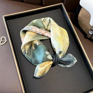 Bufandas Mulberry Real Silk Fashion For Women Shawl Pashmina Flower Fealard Femme Square Bandana Hijab 53cm