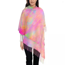 Sjaals multi neon verf sjaal met kwast tas kleurstof print warme zachte sjaals wrpas dame ontwerp hoofd herfst y2k grappige bufanda