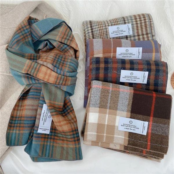 Foulards multicolores à carreaux à carreaux en cachemire pour femmes hiver chaud doux cou châle bufandas dame mode pashmina enveloppes